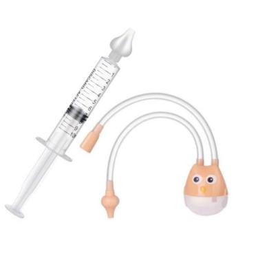 Imagem de Kit 1 Seringa E 1 Aspirador Lavagem e Limpeza Nasal Bebês - oem
