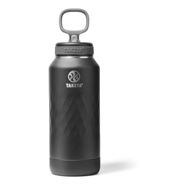 Imagem de Takeya Garrafa de água esportiva de aço inoxidável com isolamento triplo de 947 ml, tampa com canudo – à prova de vazamento, à prova de suor, livre de BPA, mantém as bebidas frias por 36 horas, quente