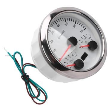 Imagem de 3 Em 1 85mm Tacômetro 9 a 32V 7000rpm 0 a 10 Bar Pressão de óleo 40 a 120 ℃ Temp de água 7 Luz de Fundo Cor para Carro de Trator de Caminhão (Dial Branco Moldura de Prata