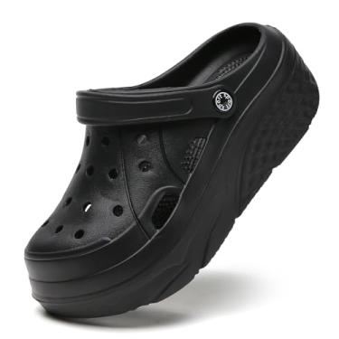 Imagem de Sandália feminina plataforma tamancos jardineiros sapatos de jardim salto alto sandálias de salto alto, Preto, 4.5 UK