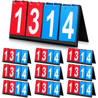 Imagem de Hiboom 9 peças de placar portátil marcador de pontuação 4 flipper digital portátil de mesa para basquete, futebol, tênis, vôlei, cornhole, jogos esportivos, atividades em sala de aula