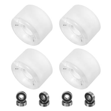 Imagem de PATIKIL Rodas de skate de 65 mm, 1 conjunto de rodas de rua de dureza 78A PU Flash Cruiser de alta elasticidade com rolamentos 608RS para substituição de skates, branco