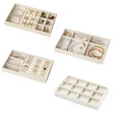 Imagem de Porta Jóias de Veludo para Closet Gavetas Bandeja Organizador de Bijuterias Anel Brinco Relógio Pulseira e Colares (KIT BANDEJA 2, 3 E 4 (3 UNIDAD)