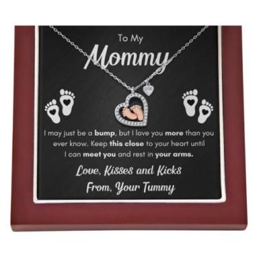 Imagem de FG Family Gift Mall Conjunto de colares para bebês To My Mommy, presente para mãe nova, presente de chá de bebê para mãe grávida, presente de Natal para mães grávidas pela primeira vez, 40cm length +