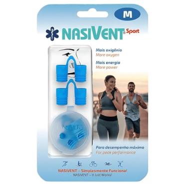 Imagem de NASIVENT® SPORT PREMIUM: Mais energia e respiração nasal aprimorada. Trava patenteada, firme no nariz. Silicone medicinal. Ideal para esportes. (2 pares M - Azul)