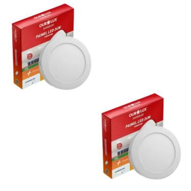 Imagem de 2 Luminárias Ourolux De Sobrepor 24w 6500k Led Bivolt