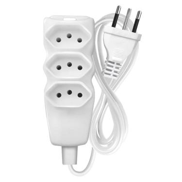 Imagem de Extensão Megatron Cabo PP 2P + T 3 x 0,75mm 5m Branca 3 Tomadas