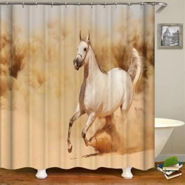 Imagem de Cortinas de chuveiro de leão de cavalo impressão zebra elefante cortinas de banheiro à prova d'água poliéster pano decoração 180 * 240 cm cortina, sy1049, W90xH180 cm