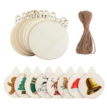 Imagem de Nyicey 40 Discos E Círculos Redondos De Madeira - Decorações Bolas Natal Com Cordas Barbante Para Artesanato Infantil