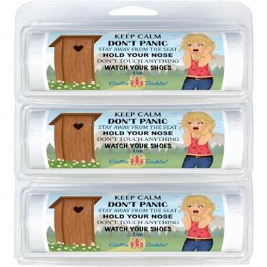 Imagem de Gotta Tinkle! Mini Rolos De Papel Higiênico Premium Tamanho Viagem, Dispensador Plástico Prático, Vaso Sanitário, Banheiro Químico E Humor Para Externo (Pacote Com 3) (009 Keep Calm - Loira)