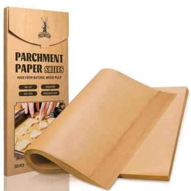 Imagem de Assadeiras de papel vegetal Hiware 200 unidades 23x33cm não branqueada