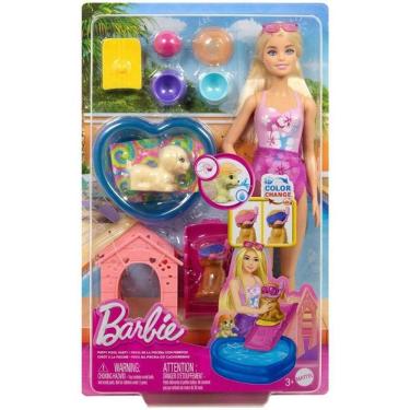 Imagem de Boneca Barbie Family Festa NA Piscina com Cachorrinho Mattel JBF35