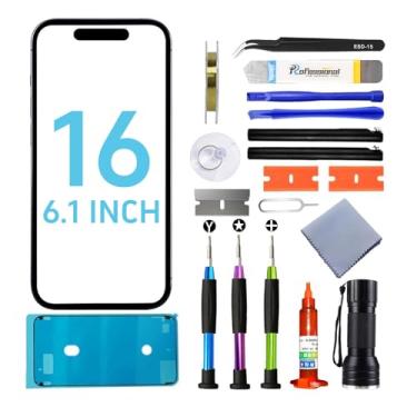 Imagem de Tpyag Substituição de tela para iPhone 16, substituição de vidro para iPhone 16 de 6,1 polegadas, kit de reparo de tela com adesivo à prova d'água (sem OLED e digitalizador de toque)