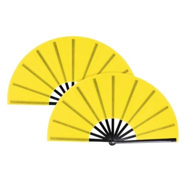 Imagem de Nydotd 2 pacotes de leques grandes de rave leques dobráveis de mão tecido de nylon dobrável para homens mulheres linha de desempenho dança chinês Kung Fu Tai Chi decorações festival festa presente