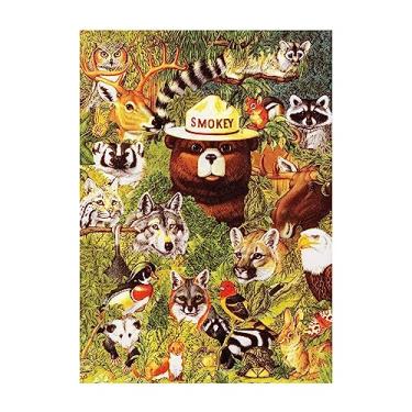 Imagem de Quebra-cabeça 1000 peças da Rivers Edge Products em lata para adultos, adolescentes e crianças, quebra-cabeça exclusivo Smokey The Bear, 71 x 50 cm, Smokey e amigos