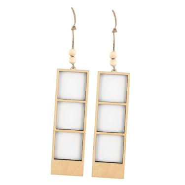 Imagem de Ｂｅｓｇａ 2 peças moldura de madeira para fotos enfeite pendurado lembrancinha de festa amigos família porta-retratos compacto pingentes de carro para sala de, 15.8 X 4.7 X 0.8 Cm