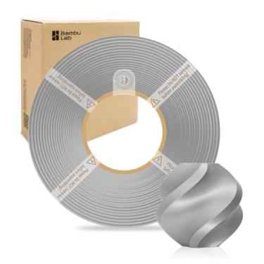Imagem de Filamento de refil básico PLA 1,75 mm de alta velocidade, fácil de imprimir, ecológico com RFID para Bambu Lab X1, X1C, P1S, P1P, A1, A1 MINI AMS 1KG (2,2 lbs) Exclui carretel +/- 0,03 mm (prata 10102