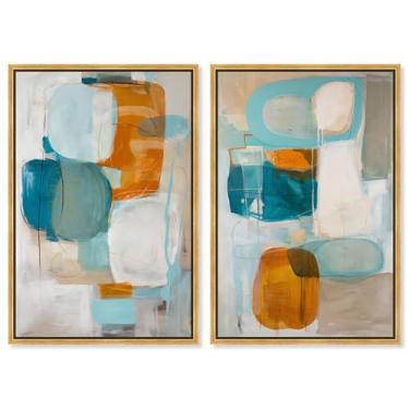Imagem de Art Remedy Conjunto de tela Arctic Fusion com 2 impressões artísticas modernas, moldura dourada, 50 x 76 cm