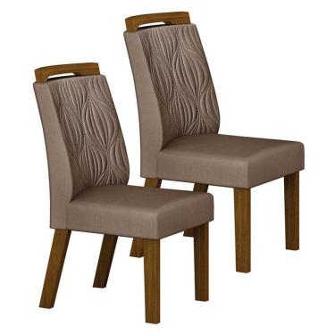 Imagem de Cadeira para Mesa de Jantar Ilhéus MDF Kit 2 Peças Joli Camurça - Leifer Móveis