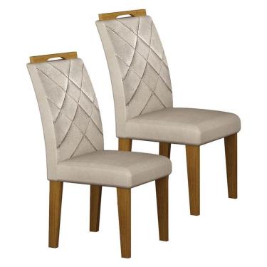 Imagem de Cadeira para Mesa de Jantar Larissa New MDF Kit 2 Peças Freijó Joli Palha - Leifer Móveis