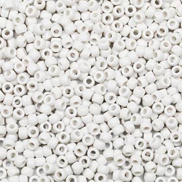 Imagem de Bala&Fillic Contas de pônei brancas de 6 x 9 mm com superfície lisa 1000 peças de miçangas de cor de lápis (branco)