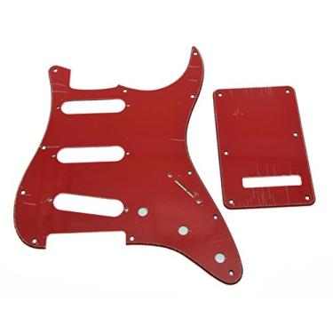 Imagem de KAISH 11 Furos ST/Strat Estilo Pickguard SSS Pick Guard com Placa Traseira ST Tremolo Trem Capa para Stratocaster EUA/México Stratocaster/Vermelho Strat 3 Camadas