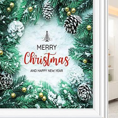 Imagem de Película de janela 3D de Natal, impressão de estilo natalino, para porta de vidro, banheiro, sala de estar, L90 x C 190 cm