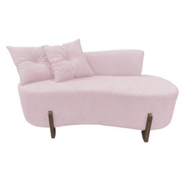 Imagem de Namoradeira Sofá Feijão Luna Orgânica Couro Rosa Bebê - Mansão Decor