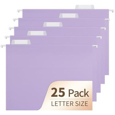 Imagem de Pastas de arquivo suspensas, pacote com 25 pastas de arquivo tamanho carta com abas de corte 1/5, essenciais de escritório para armário de arquivo e armazenamento de mesa