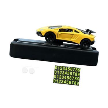 Imagem de YIJU Acessórios automotivos modelo de carro 1/64 com placa de estacionamento temporária, decoração universal e dinâmica para console central, Amarelo