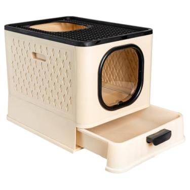 Imagem de Caixa de Areia Fechada Banheiro Sandbox Premium com Bandeja Sanitário Gatos (Bege)