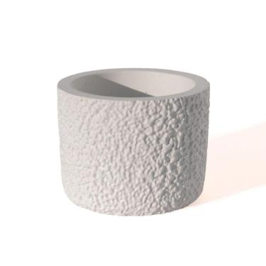 Imagem de Vaso Decorativo Texturizado P Artesanal 9cm Em Cimento Branco