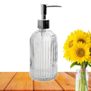 Imagem de Porta Sabonete Líquido de Vidro Clear 500ml E Alcool Em Gel De Vidro Dispensador - PANAMI