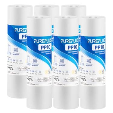 Imagem de PUREPLUS Cartucho de substituição de filtro de água para casa inteira de 20 mícrons, 25,4 x 6,3 cm, pacote com 6