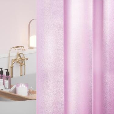 Imagem de Seenus Cortina de chuveiro Dreamy Pink Glitter PEVA longa comprimento 78, forro de cortina de chuveiro de plástico brilhante à prova d'água com 3 ímãs ponderados, cortina ou forro de banheiro rosa