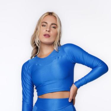 Imagem de Cropped Manga Longa Justo Feminino Poliamida Laminado Bojo-Feminino