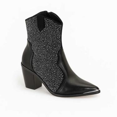 Imagem de Bota Feminina Western Vizzano com Pedraria Preto