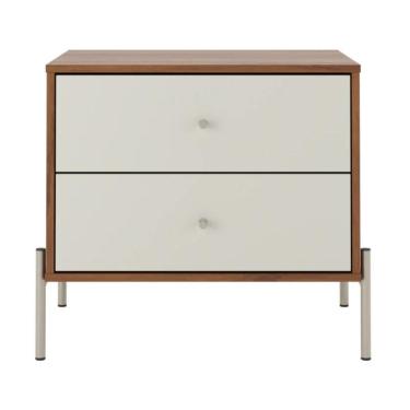 Imagem de Mesa de Cabeceira 2 Gavetas Jasper Off White e Canella