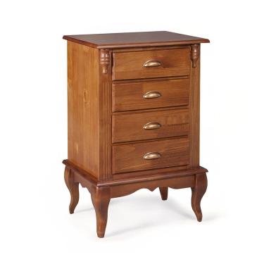 Imagem de Mesa de Cabeceira 4 Gavetas Pés Luiz XV Hannover 60817 - Imbuia Glazer