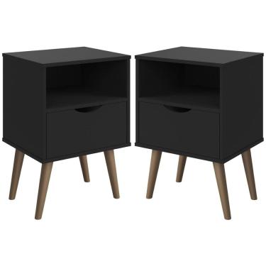 Imagem de Conjunto 2 Mesa De Cabeceira Grécia Estilo Retrô com Nicho Pés Retrô