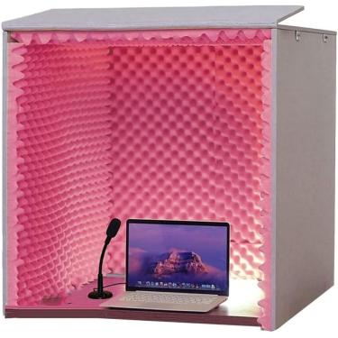Imagem de Cabine Portátil à Prova De Som, Painéis De Espuma à Prova De Som, Cabine Vocal, Cabine De Som, Amortecimento De Som, Microfone Painel De Espuma Acústica à Prova De Som P, Red