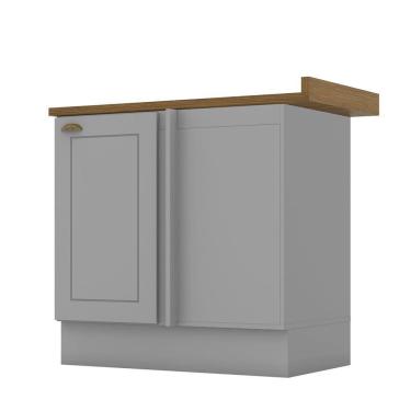 Imagem de Balcão Canto Reto 01 Porta Americana Flex Cinza Nature Henn