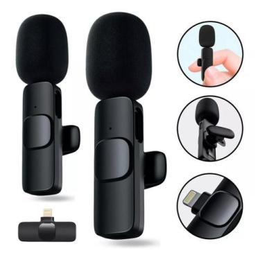 Imagem de Microfone Lapela Celular Sem Fio Duplo iPhone Android Tipoc - kaidi, l