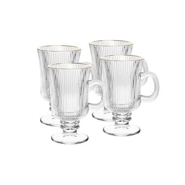 Imagem de Conjunto 4 Taças para Cappuccino Wolff 240ml Vidro com Fio de Ouro Lines Elegante