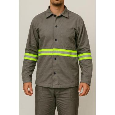 Imagem de Camisa Brim Profissional Refletiva Manga Longa Botão - Fiber Race, Cin
