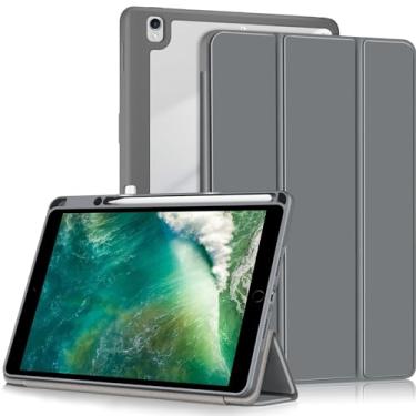Imagem de Yiernuo Capa compatível com iPad 9 8 7 geração 10,2 polegadas 2021 2020 2019, iPad Air 3 geração 10.5 2019, iPad Pro 10.5 2017, capa anticolisão com ativar/hibernar automaticamente, cinza