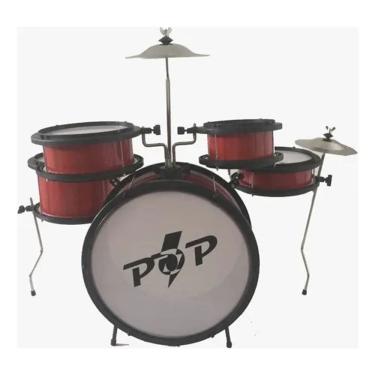 Imagem de Bateria Infantil Luen Pop 05 Peças - Completa -  Vermelha