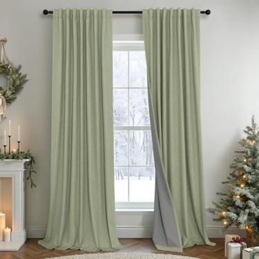 Imagem de Cortinas blackout de berçário para quarto de bebês meninas, quarto de meninos, boho, casa de campo, decoração de casa, cortinas verde-sálvia para sala de estar, 228 cm de comprimento, conjunto de 2