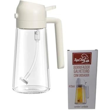 Imagem de Porta Azeite Spray Borrifador 2 em 1 de Vidro 500ml para Óleos e Vinagres, Ideal para Culinária Saudável e Precisa (BRANCO)