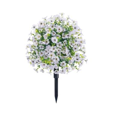 Imagem de Flores artificiais violetas, plantas falsas, flores de plástico, primavera, verão, varanda, pátio, decoração de jardim, decoração de casamento ao ar livre (branca)